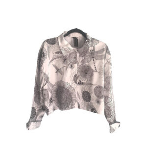 Norma Kamali Dragonfly Bug Flower Cropped Shirt Medium
